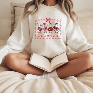 White Crewneck Sweatshirt Silly Goose Valentines